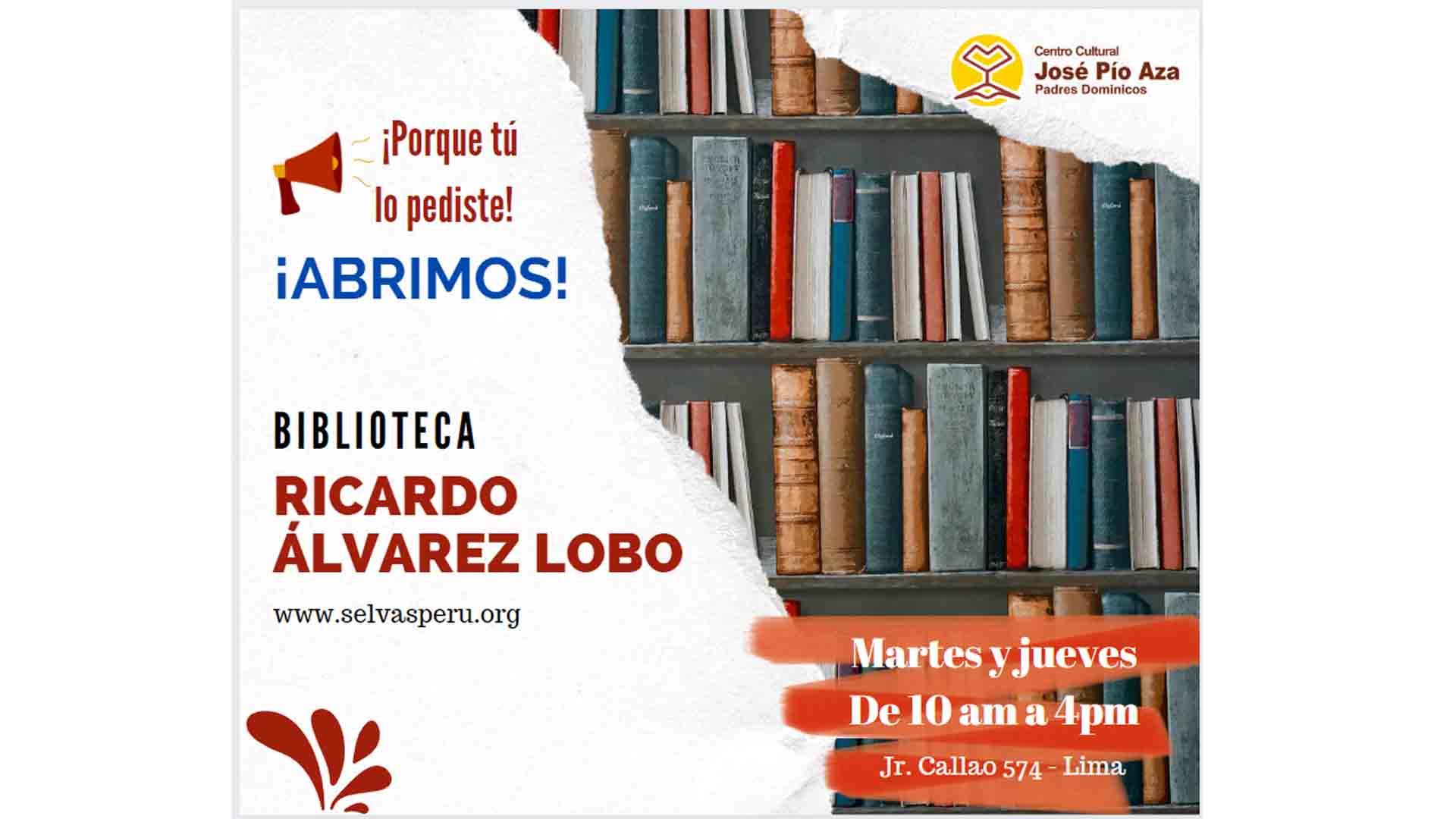 Lee más sobre el artículo ABRIMOS BIBLIOTECA «Ricardo Álvarez Lobo» Martes y jueves de 10 am a 4pm