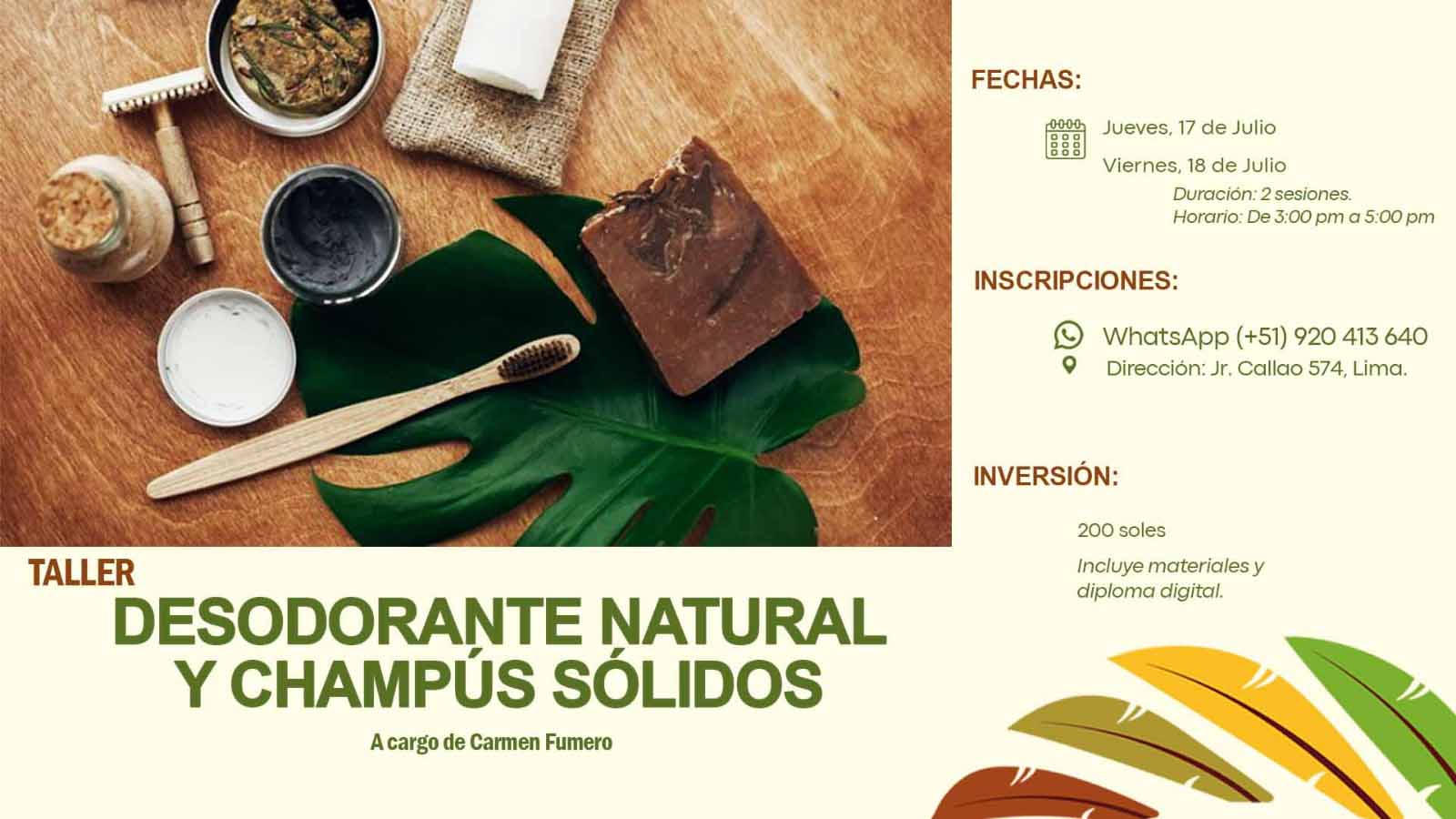 Lee más sobre el artículo Taller de DESODORANTE NATURAL y CHAMPÚS SÓLIDOS. Inscripciones abiertas